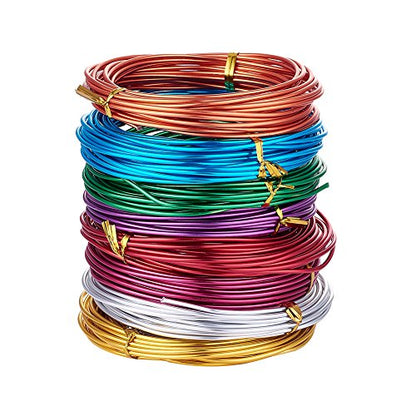 Kissitty 12 Gauge (2mm) Aluminum Craft Wire 8 Colors Coil Jewelry Floral Making Beading Wire 19 Feet/Roll for Christmas Craft Making