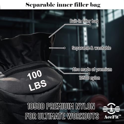 Acefit Training Sandbag for Working Out| Heavy Duty Workout Sandbags| Weights Sand Bags for Training, Exercise| Military Conditioning, Fitness, Cross-Training & Strength Training - size: 70 LB