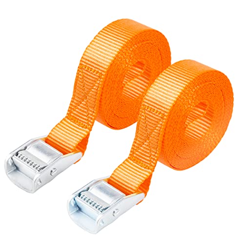 Cartman 1" x 12 ft Lashing Straps, 2 Pack, 600 lb Break Strength, Orange - color: Orange, size: 2 PK