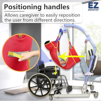 EZ Assistive Universal Full Body Patient Lift Sling for Patient Lift or Transfer, Lift Sling with Mesh Fabric Suitable for Bedridden,Elderly or Disabled to Bathing - size: Medium-Red