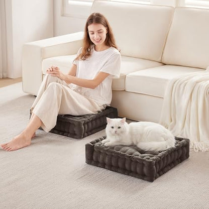 Intelligent Design Floor Pillow Large Meditation Cushion, 20x20 Brown - color: Brown