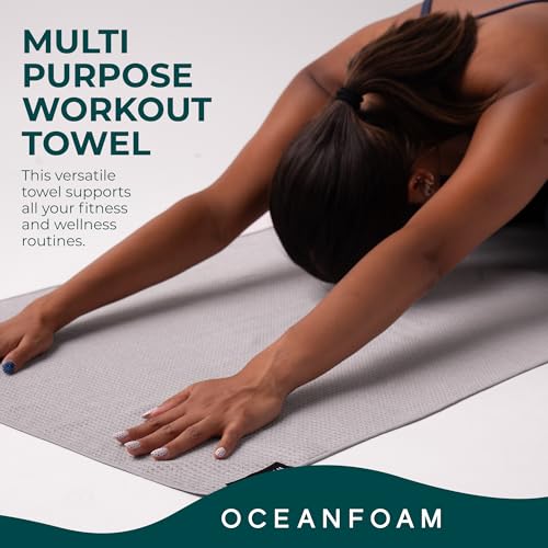 Oceanfoam Beach Towel – Lightweight, Absorbent, Quick-Drying, Sand-Resistant, Non-Slip – Ideal for Workouts, Yoga, Pilates, Beach, Pool, Boat & Travel – 25% Recycled – 72"x24" (Charcoal Gradient) - color: Charcoal