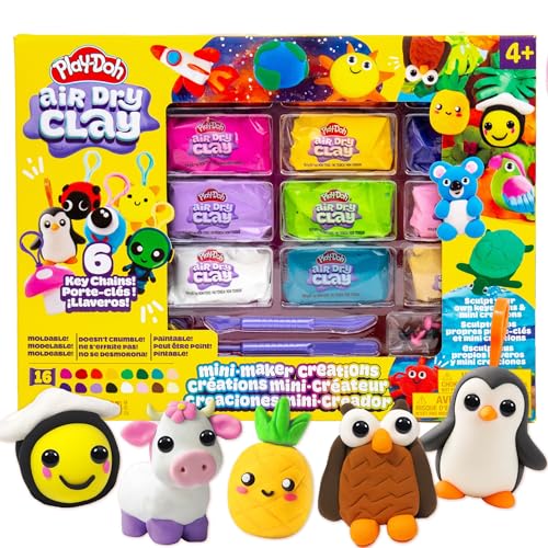 Play-Doh Air Dry Clay Mini Maker Creations, Makes 6 Keychains - color: Keychains, size: 6 Pack