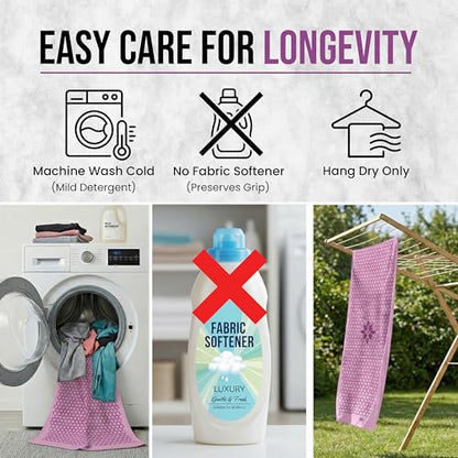 Clever Yoga Hot Yoga Mat Towel – Non-Slip Grip for Hot Yoga, Sweat Absorbent, Honeycomb Silicone Grip, Stays Flat – Ideal for Pilates, Travel, Washable & Lightweight - Lilac - color: Lilac