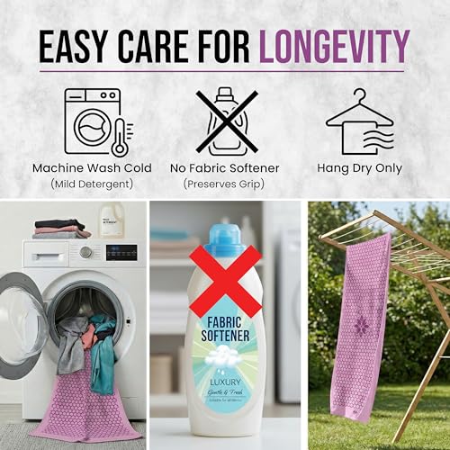 Clever Yoga Hot Yoga Mat Towel – Non-Slip Grip for Hot Yoga, Sweat Absorbent, Honeycomb Silicone Grip, Stays Flat – Ideal for Pilates, Travel, Washable & Lightweight - Lilac - color: Lilac