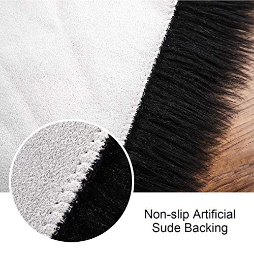 Softlife Black Faux Fur Sheepskin Chair Cover Seats Cushion Pad Super Soft Area Rugs for Living Bedroom Sofa Dorm (1.6ft x 1.6ft) - color: Black