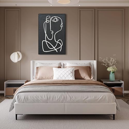 NANKAI Art Hand-painted Black and White texture Oil painting Modern Minimalist art Abstract wall Decoration Painting Corridor living room Bedroom wall Decoration 36x24 inches - color: NKHB284