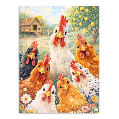 Chicken Diamond Painting Kits for Adults, Animal Diamond Art for Adults | Full Round Drill Paint by Diamond, Chicken Diamond Art Painting, Gem Arts and Crafts for Adults Beginners 12x16 Inch - color: Chicken