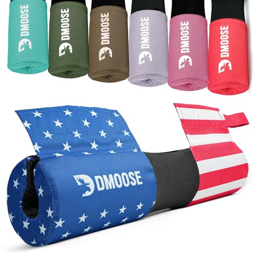 DMoose Fitness Barbell Pad for Hip Thrust, Squat & Lunges - Non-Slip Thick Foam Cushion for Neck and Back Support with Two Straps - Hip Thrust Pad for Leg Day - Fits All Olympic Bars and Smith Machine - color: American Covered