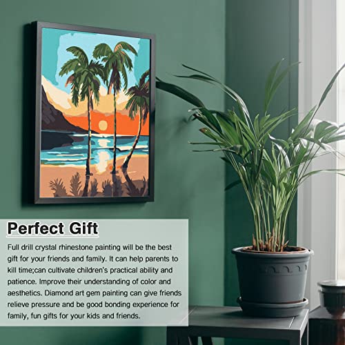 abcGoodefg Diamond Art Kits for Adults 6 Pack, DIY 5D Diamond Art Paintings Beach Sunset Round Full Drill Paint by Diamonds, 12x16 inch - color: Sunset