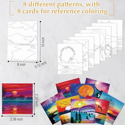 Cholemy 36 Pcs Paint and Sip Kit Gift for Adults 8''x10'',Mountain | Pre Drawn Canvas, Painting DIY Afro Acrylic Painting Kit, Wood Easel Brushes, Date Night Bulk, Summer Halloween Party - style: Mountain