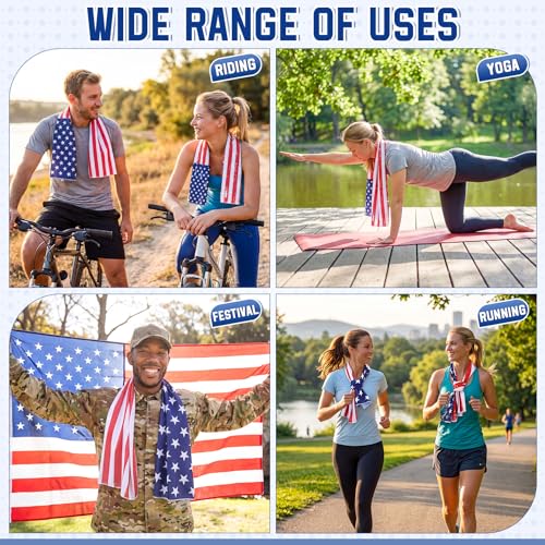 FuWeave 12 Pcs American Flag Cooling Towels Gifts 40 x 12 Inch - color: American Flag, size: 40 x 12 inches
