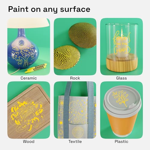 ARTISTRO Yellow Acrylic Paint Markers - 0.7mm Extra Fine-Tip - Set of 2 | Paint Pens, Perfect for Crafting, Art Projects, & More - color: Yellow, style: Extra Fine