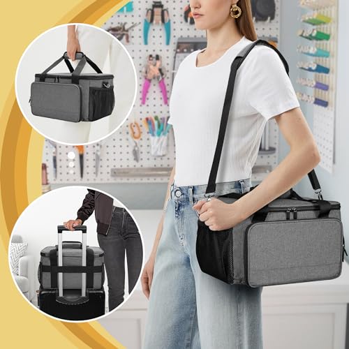 LUXJA Portable Craft Carrying Case Compatible with Cricut Joy Xtra, Gray | Multi Compartment Storage Bag Holds 8.5 x 12 Inch Cutting Mat & All Craft Accessories - color: Gray
