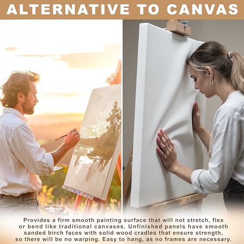 U.S. Art Supply 11" x 14" Unfinished Cradled Wood Panels for Painting, Gallery 1-1/2" Deep (3 Pack) - Artist Depth Wooden Wall Canvases - Mixed-Media Craft, Acrylic, Oil, Encaustic, Paint Pouring - style: 11 Inch x 14 Inch