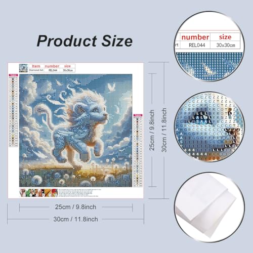 Reluohuo Lion Diamond Art Kit for Adult Full Drill Diamond Painting Kit | Diamond Art Kit for Beginner Round Full Drill Acrylic, DIY Art Craft for Wall Decor Holiday Gifts 12x12 Inch - color: Lion
