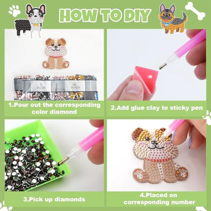 Labeol Arts and Crafts for Kids - Creat Your Own GEM Keychains-5D Diamond Painting by Numbers GEM Kits for Kids Girls Toddler Age 6-7 6-8 10-12 - style: Puppy