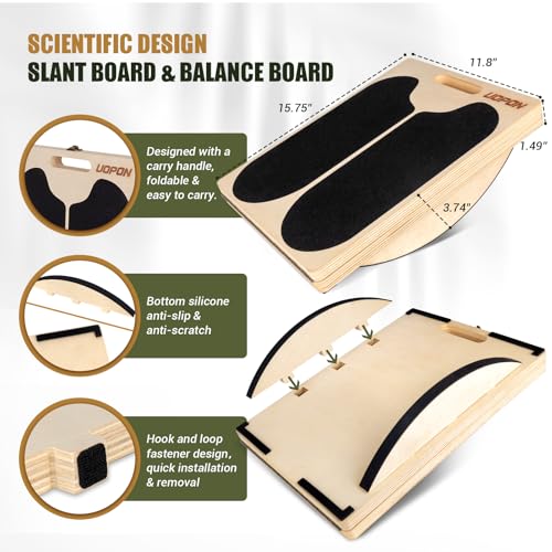 Slant Board Calf Stretching, 300 LBS Capacity Portable Wooden Incline Board