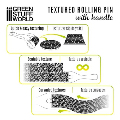 Green Stuff World - Rolling pin with Handle – Cobblestone 15mm 10482