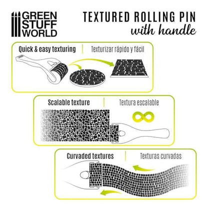 Green Stuff World - Rolling pin with Handle – Cobblestone 15mm 10482