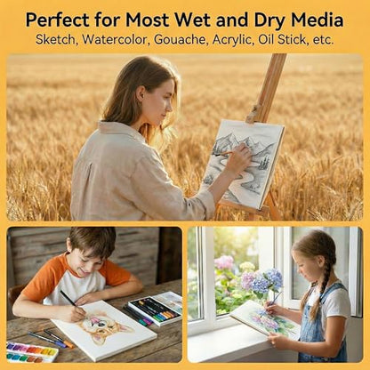 Qlmhudaim Watercolor Paper Pad – A4 (8.2" x 11.7") 140lb/300gsm,Heavyweight Cold Press Paper - for Watercolor, Mixed Media, Drawing & Sketch Book for Kids - Artist Professional & Craft Supplies