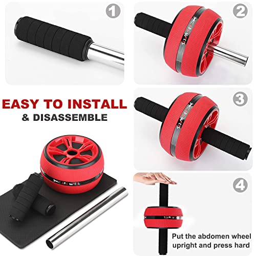Ab Roller Wheel, Abs Workout Equipment for Abdominal & Core Strength Training, Exercise Wheels for Home Gym Fitness, Wider Ab Machine with Knee Pad Accessories