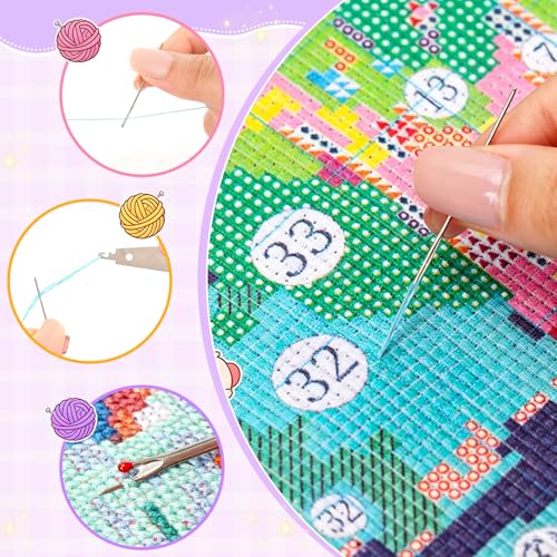 CYLVYLL Stamped Cross Stitch Kits, Vintage Car Embroidery Starter Kit for Adult Beginners, Classic Cars Trucks Cross Stitch Kits for Adults, 12x16 inch