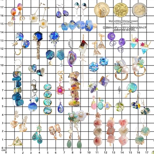 FUNSHOWCASE Cabochon Resin Mold Pack of 2 Mosaic Tile Epoxy Casting Jewelry Making - color: 358 Cavities 15 Designs