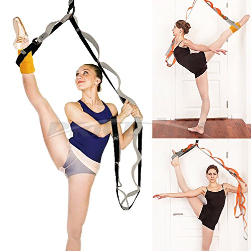 Leg Stretch Band - To Improve Leg Stretching - Easy Install on Door - Perfect Home Equipment For Ballet, Dance And Gymnastic Exercise Flexibility Stretching Strap Foot Stretcher Bands - color: upgrade gray