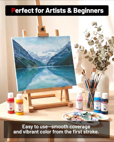 Fantastory 60ml 36 Colors Acrylic Paint Set with 12 Brushes | with 12 Brushes, Chart, Palette, Scraper, Sponge - 3 Metallic, Non-Toxic, Waterproof for Wood, Rock, Canvas, Clay, DIY, 3D - style: 36 popular Colors