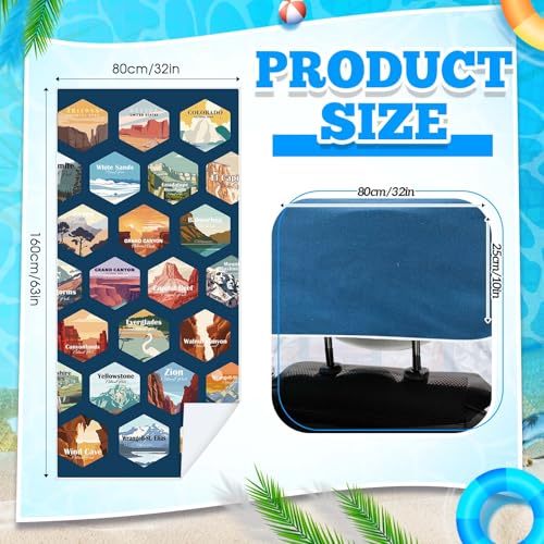 2 Pack Car Seat Towel Cover with Storage Bag, Multi National Parks 1 | 63 x 32 in Car Towel Seat Cover Non Slip Waterproof, Gym Workout Swimming Running, Machine Washable Sweat Absorbent Protector - style: Multi National Parks 1