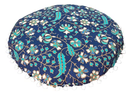 18 Inch Round Pillow “Cover Only” Floor Pillow Cover Cushion Case Chic Seating Area Throw Pillows for Adults Kids Hippie Pouf Covers Boho Decor Home (18” Pillow Cover,Without Filler) - color: Poufmdc17a, size: 18" x 18" (Pack of 1)
