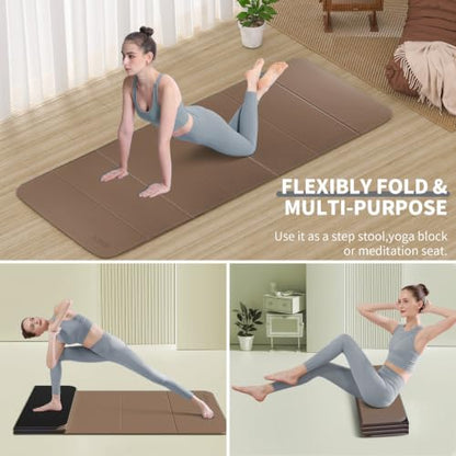 Foldable Yoga Mat Extra Large 74"×31.5" - color: Brown+Black