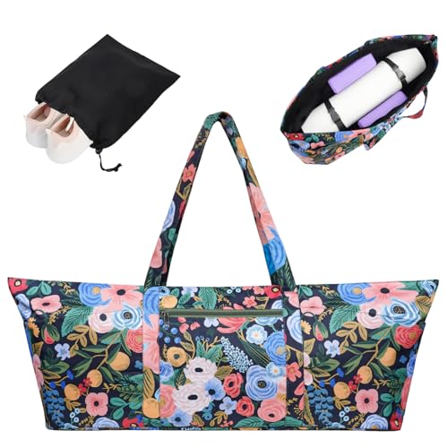 Yoga Mat Bag Yoga Mat Carrier with Shoes Compartment & Wet Pocket Pilates Bag with Zipper Pockets & Yoga Mat Holder Strap Yoga Bags and Carriers Fits All Your Stuff - color: Floral