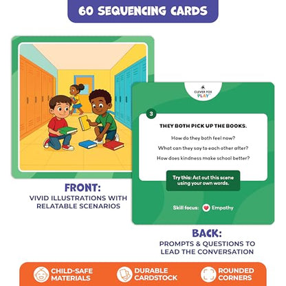 What Happens Next Game, Story Sequencing Cards for Speech Therapy Materials | 15 four-step stories with 4 scene action cards, esl teaching materials, articulation, phonological awareness, kindergarten