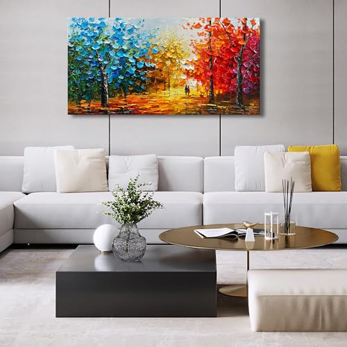 Natural Landscape Romantic Theme Modern Abstract Oil Painting Large Canvas Wall Decoration Art 24x48 Inches - color: Ts12