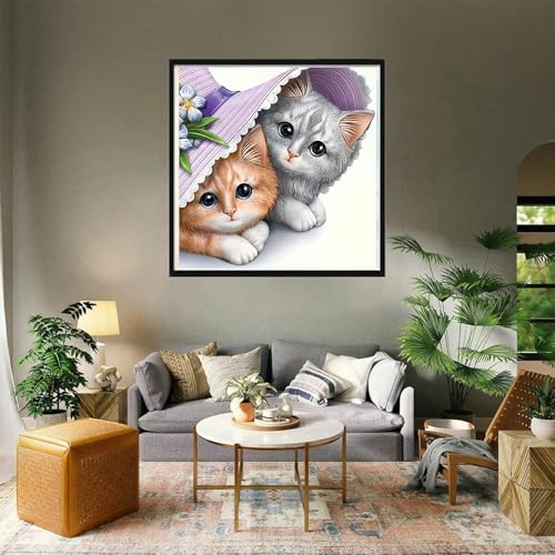 COHAYISY Cat Diamond Painting Kits for Adults-Animal Diamond Art Kits for Adults,5D Diamond Painting,DIY Full Drill Diamond Painting Cat Gem Art and Crafts 12x12 in - color: 26-75 Cat