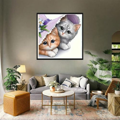 COHAYISY Cat Diamond Painting Kits for Adults-Animal Diamond Art Kits for Adults,5D Diamond Painting,DIY Full Drill Diamond Painting Cat Gem Art and Crafts 12x12 in - color: 26-75 Cat