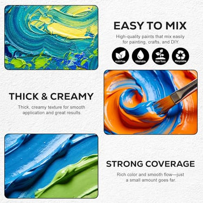 Acrylic Paint Set, 24 Colors, 4 oz/120ml Bottles | Rich Pigments, Water Proof, For Artists, Beginners and Kids, Canvas Rocks Wood Ceramic Fabric - color: 120ml 24 Colors
