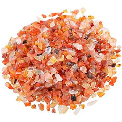 SUNYIK Natural Carnelian Tumbled Chips Stones with Sacral Chakra Pillow | 0.5LB/230g Crushed Crystal Quartz Chips for 7 Chakra Healing Meditation Yoga Reiki Energy Balancing - color: #3-orange/Orange