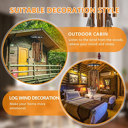 Chinese Traditional Retro 8 Tubes 5 Bells Bronze Yard Garden Outdoor Living Wind Chimes 60cm - size: Guanyin+Butterfly