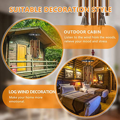 Chinese Traditional Retro 8 Tubes 5 Bells Bronze Yard Garden Outdoor Living Wind Chimes 60cm - size: Guanyin+Butterfly