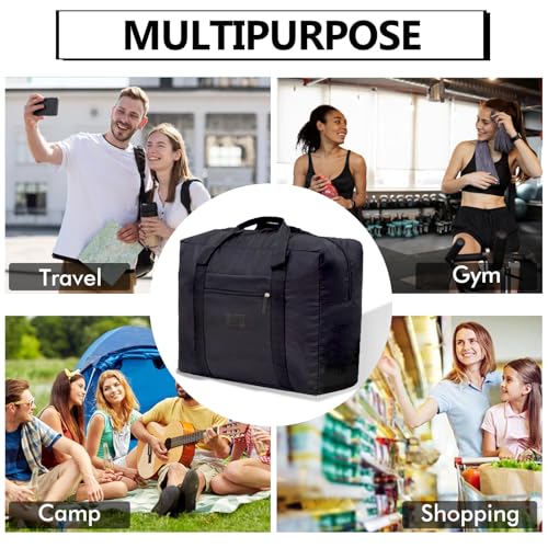 Travel Duffel Bag 24 PCS Foldable Travel Bag Bulk Carry on Luggage Bag Waterproof Tote Sports Gym Bag Lightweight Large Weekender Overnight Bag for Women and Men (Black 24PCS) - color: Black 24PCS