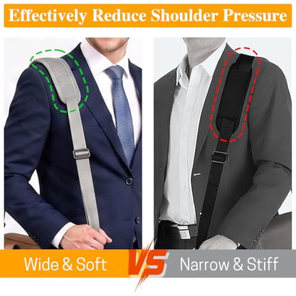 GNEGNI Replacement Shoulder Strap with Fixed Pad, Adjustable Heavy-Duty Crossbody Strap with 360° Metal Swivel Hooks for Laptop, Messenger, Duffel & Tool Bags (Grey) - color: Grey