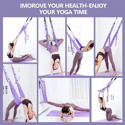 Leg Stretcher Strap Adjustable Fitness Strap Band for Waist Trainer Stretching Door Swing Flexibility Tensile Trainer with Carrying Pouch Back Bend Go Upside-Down for Yoga Practitioner Ballet Dancer Gymnastics Exercises - color: Purple