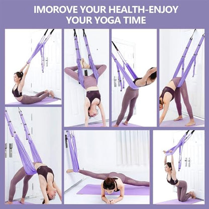 Leg Stretcher Strap Adjustable Fitness Strap Band for Waist Trainer Stretching Door Swing Flexibility Tensile Trainer with Carrying Pouch Back Bend Go Upside-Down for Yoga Practitioner Ballet Dancer Gymnastics Exercises - color: Purple