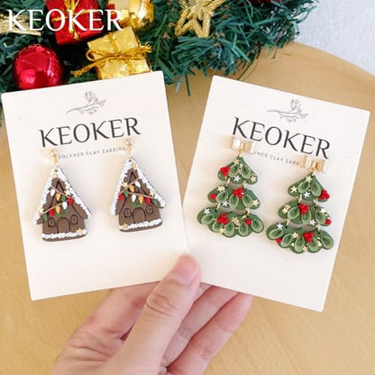 Keoker Christmas Clay Cutters, 16 Shapes Polymer Christmas Clay Cutters for Earrings - color: Whitecolor B