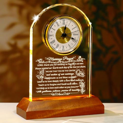 Ornalrist Wedding Gifts for Couples 2026 Crystal Clock Marriage Prayer Gift - color: Marriage Prayer