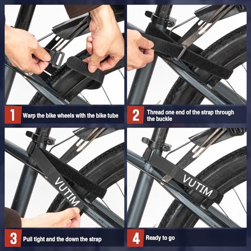 4PCS Bike Rack Strap, Bike Rack Accessory,Adjustable Wheel Securing Straps, Non-Slip Fixed Bike Wheel, Suitable for Camping Equipment, Yoga Mats, Binding Sport Bottle Bicycles, Curtains