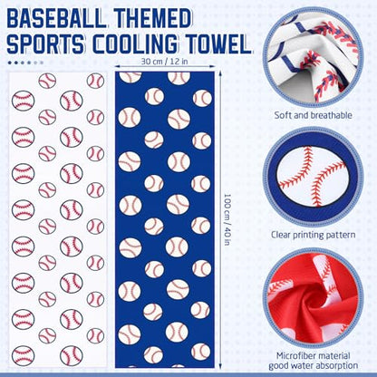 FuWeave 12 Pcs Baseball Cooling Towels Gifts 40 x 12 Inch - color: Baseball, size: 40 x 12 inches